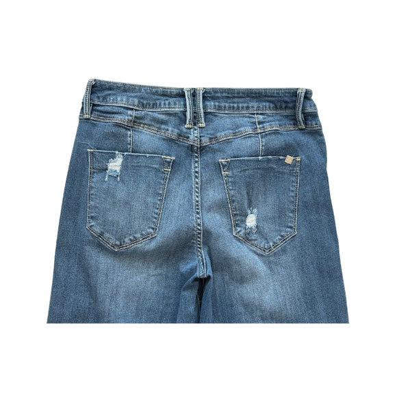 Bebe Capri Crop Jeans Wide Leg Frayed Hem Distressed Blue Women’s 29 - Picture 5 of 7